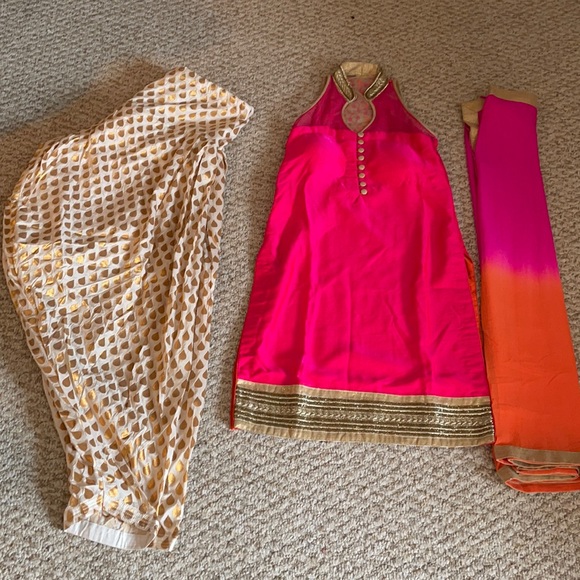 Halter Churidar with dhoti style pants - Picture 1 of 5